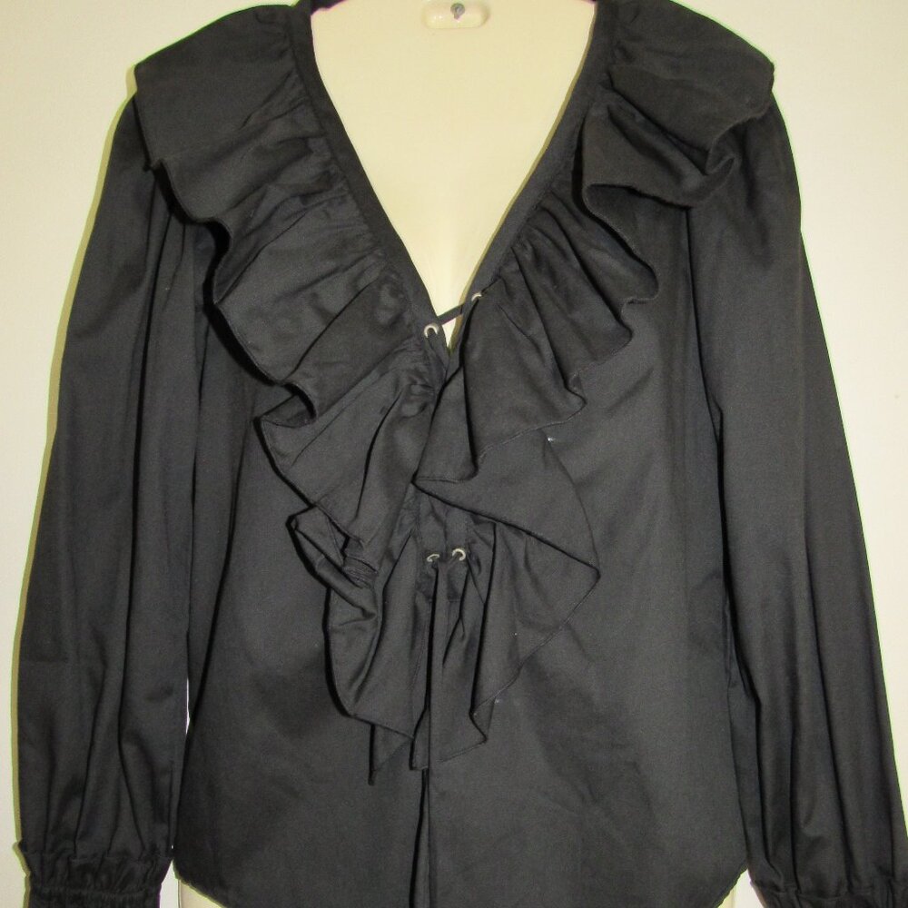 Western Collection Women long sleeve ruffle blouse with tie up front